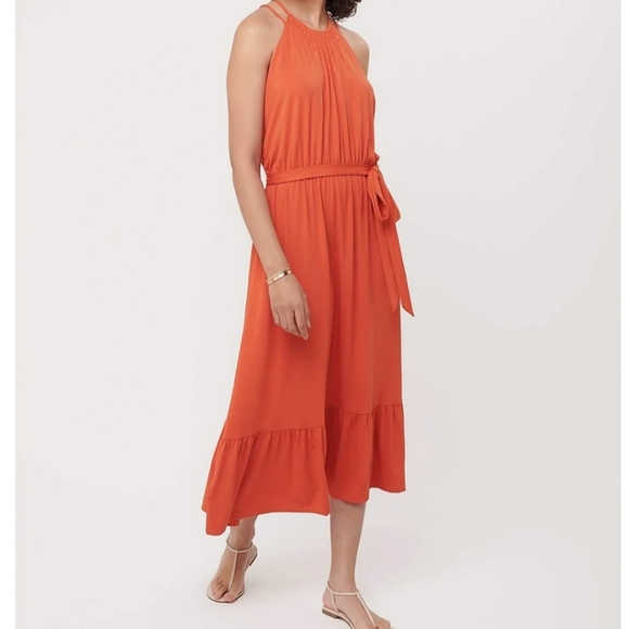LOFT Dresses & Skirts - NWOT LOFT Midi in Glowing Ember SMALL